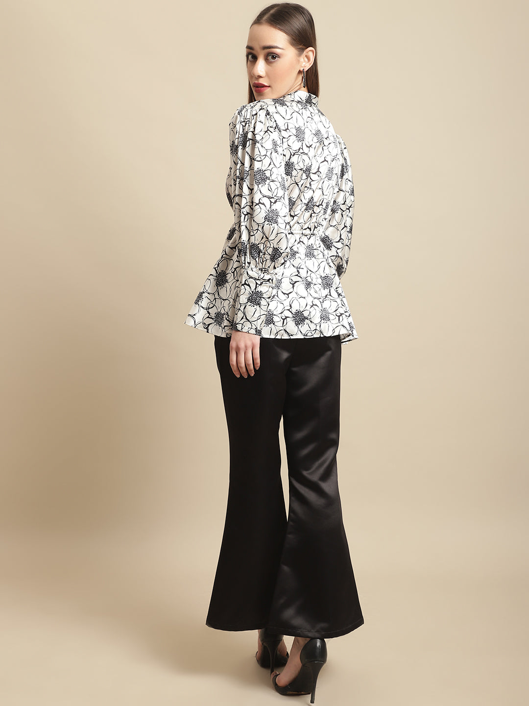 Blanc9 Bell Bottom Trouser With Flower Printed Top Co-Ord Set-B9ST97