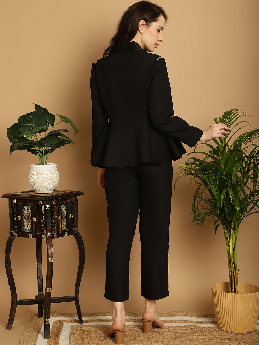 Blanc9 Black Peplum Blazer with Trousers