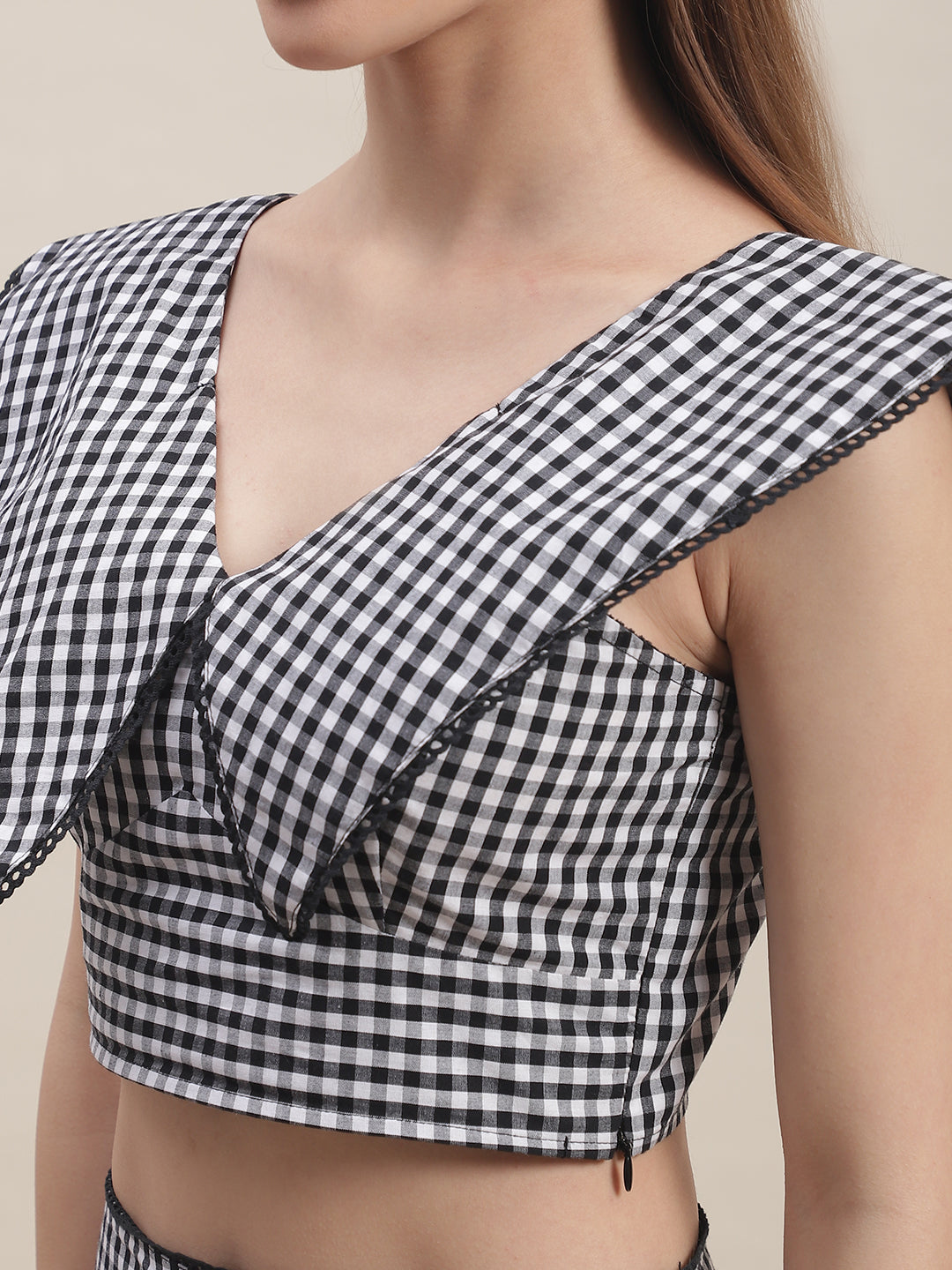 Blanc9 Black & White Checked Top With Skirt Co-Ord Set