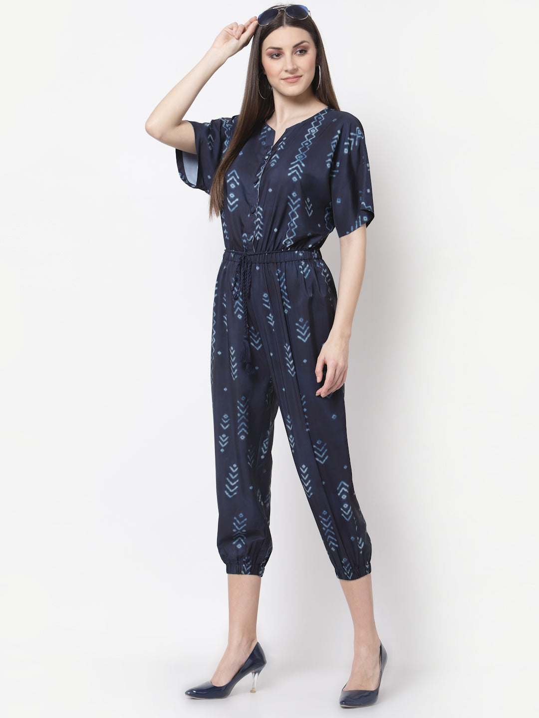 Blanc9 Blue Shibori Print Jumpsuit-B9DR89