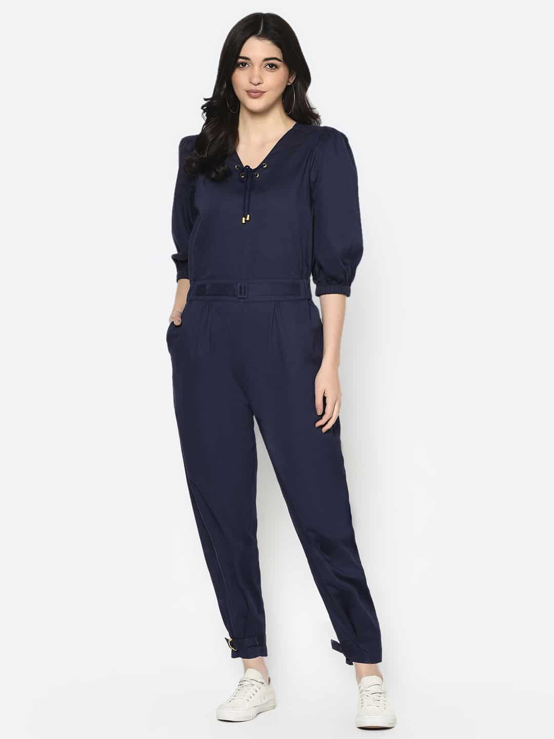 Blanc9 Blue Belted Jumpsuit