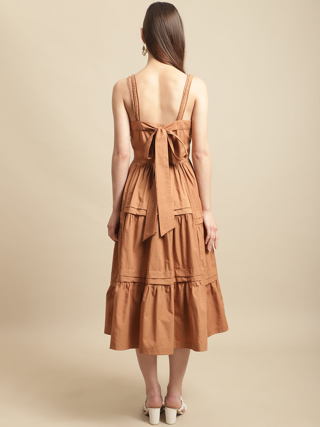 Blanc9 Brown Braided Strap Dress-B9DR142