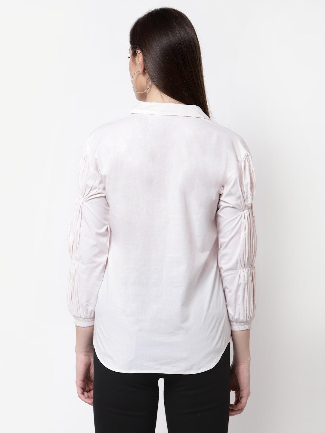 Blanc9 Collar Embellished Off White Shirt-B9TP145