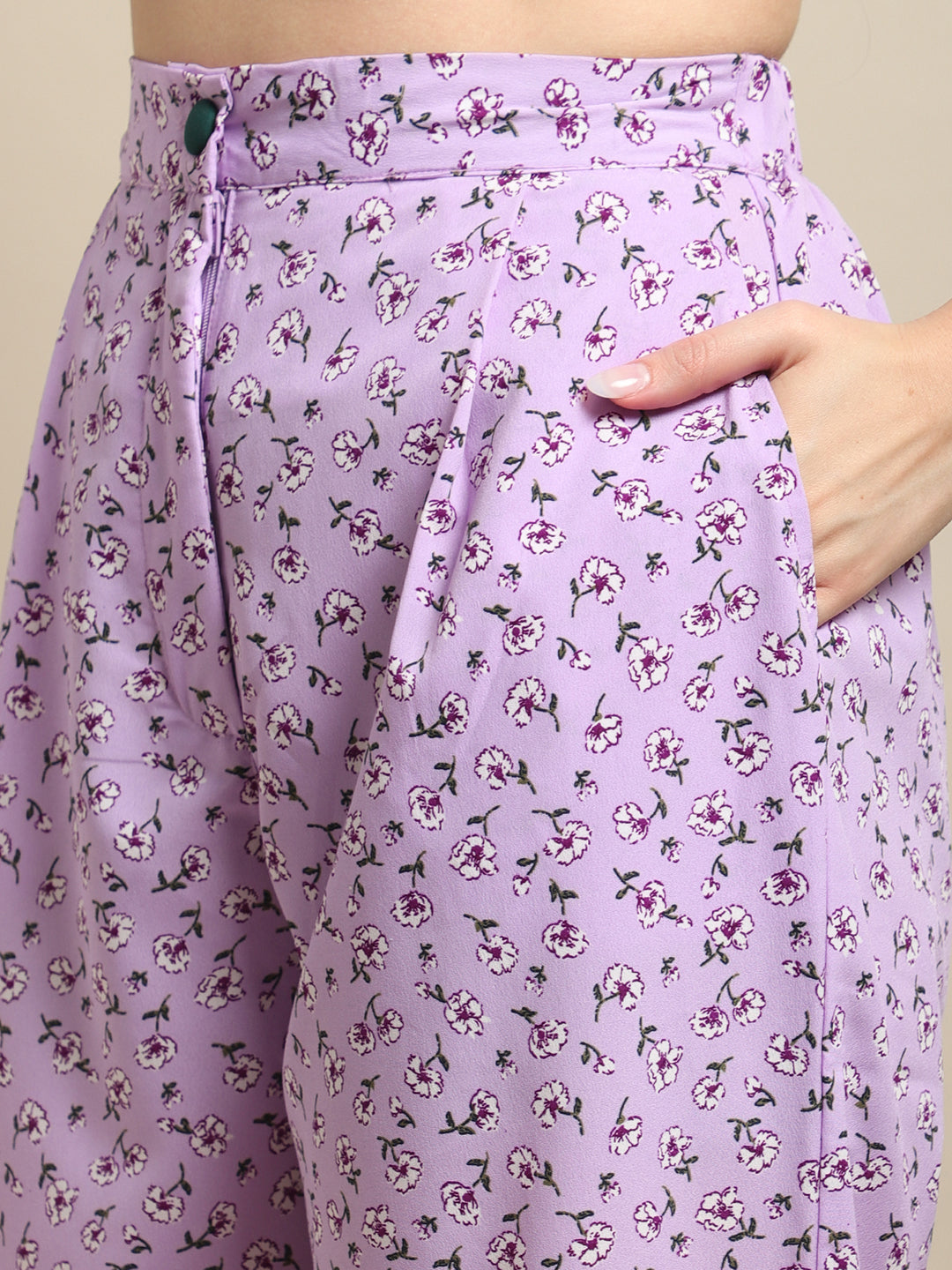 Blanc9 Embellished Collar Top With Purple Printed Co-Ord Set