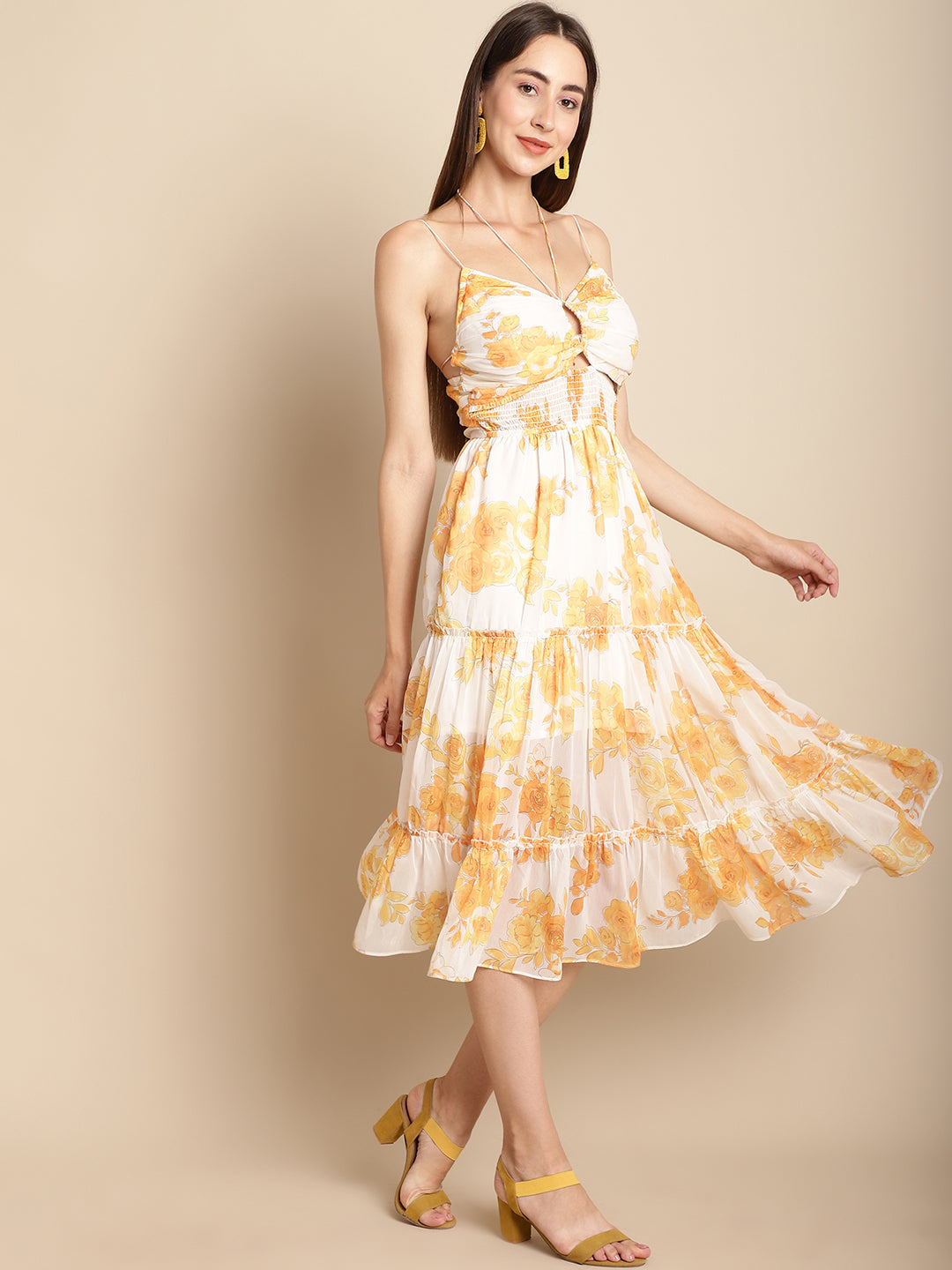 Blanc9 Floral Printed Chiffon Dress