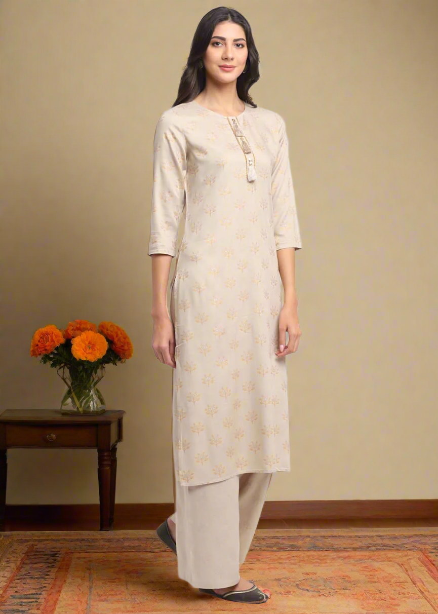 Geo-Floral Tassel Kurti