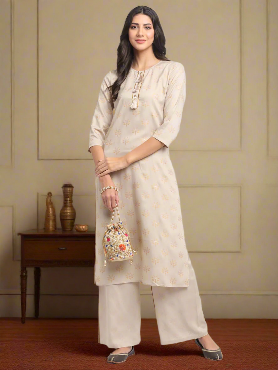 Geo-Floral Tassel Kurti