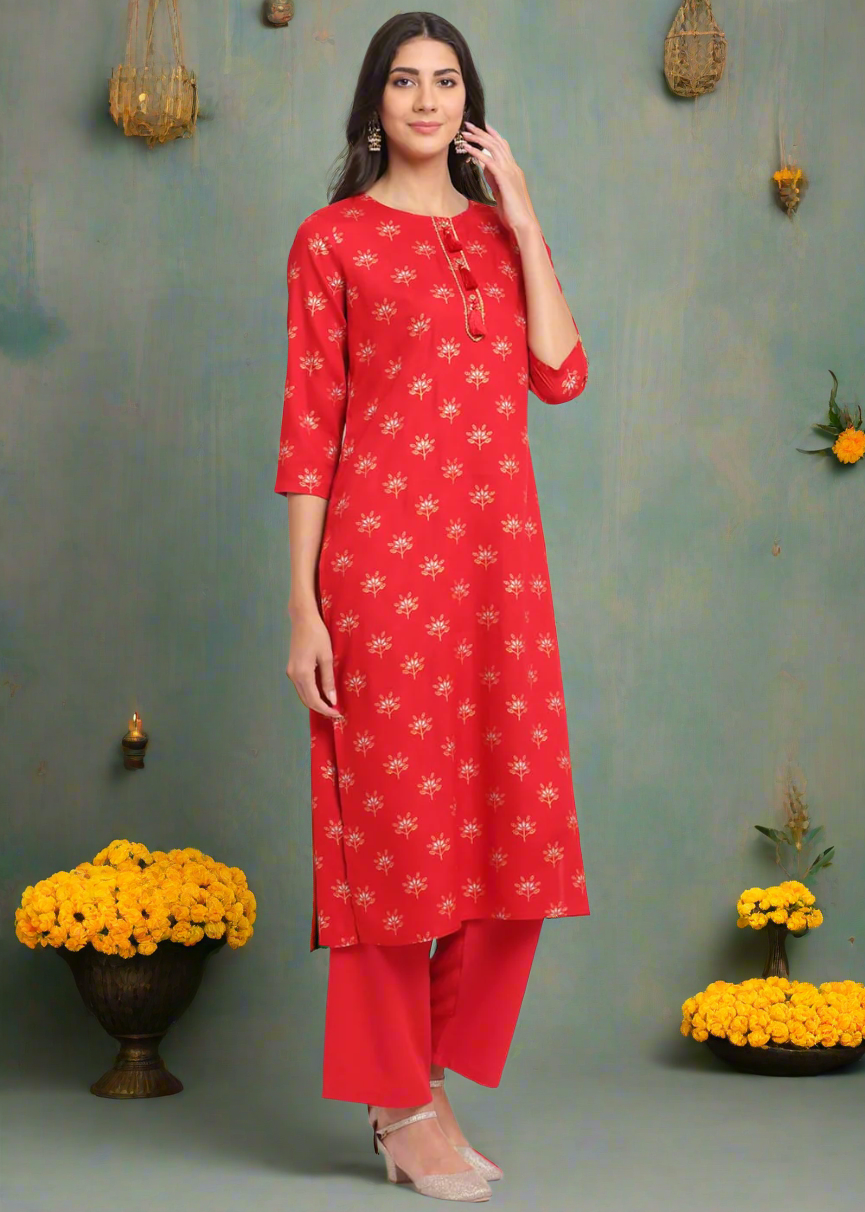 Geo-Floral Tassel Kurti