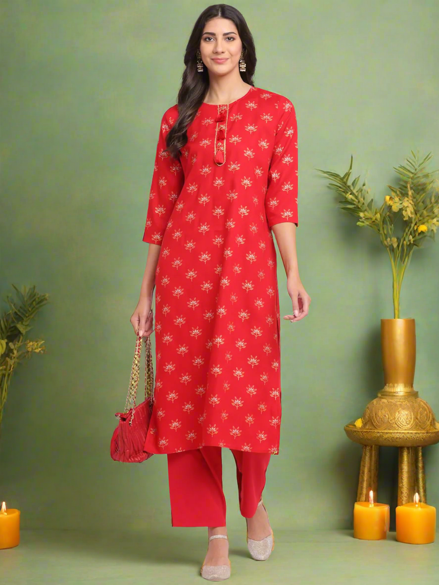 Geo-Floral Tassel Kurti