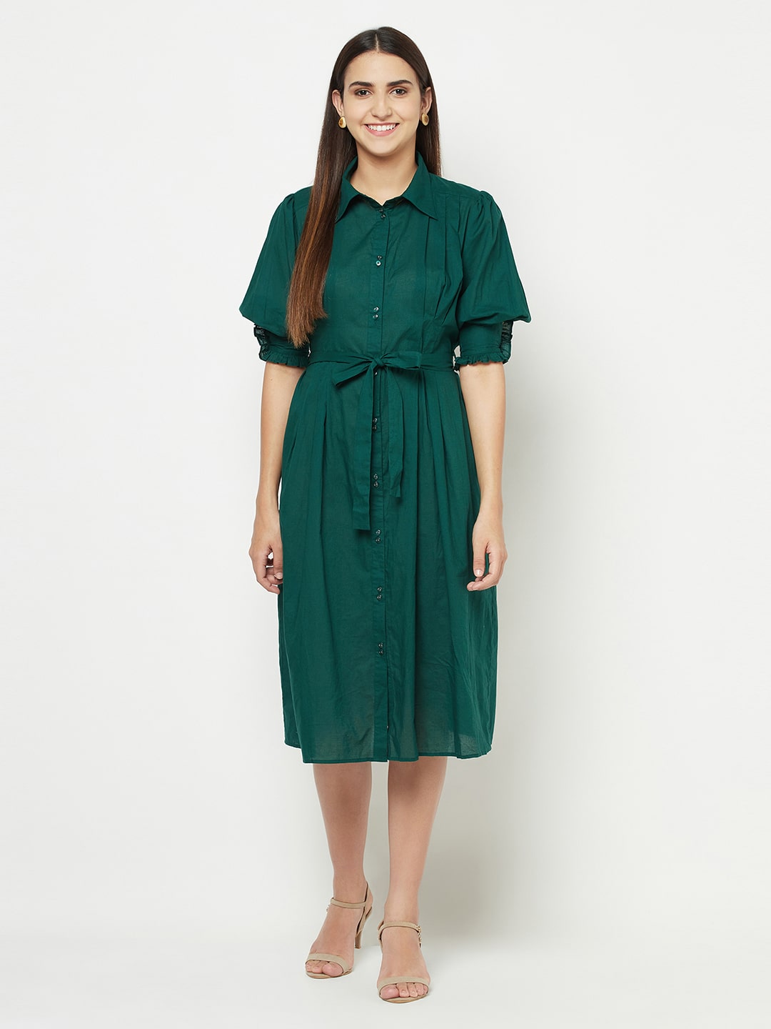 Blanc9 Inverted Pleated Green Dress