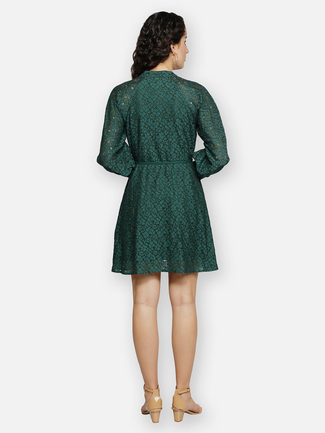 Blanc9 Green laced Short Dress-B9DR78G