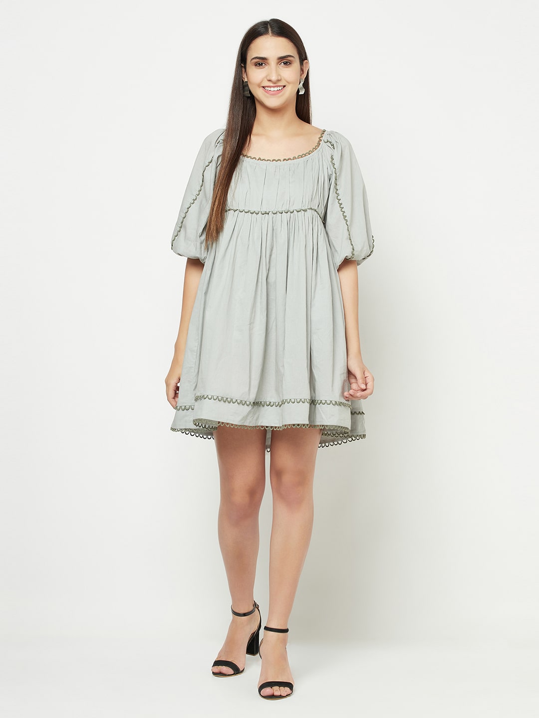Blanc9 Grey Contrast Short Dress-B9DR64G