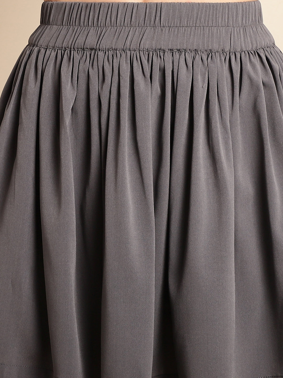 Blanc9 Grey Mini Skirt With Top Co-Ord Set-B9ST131