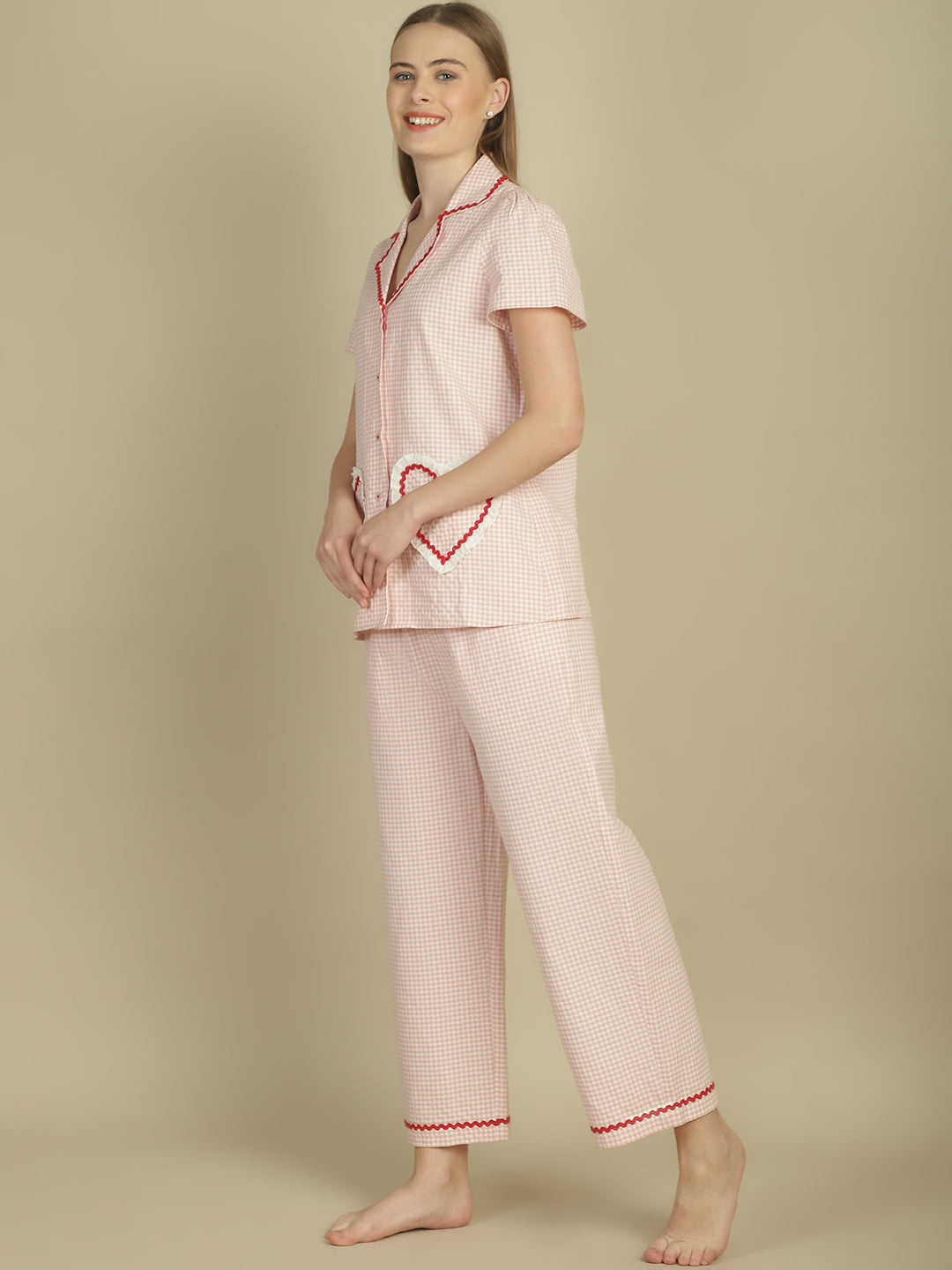 Blanc9 Heart Pink Check Nightwear