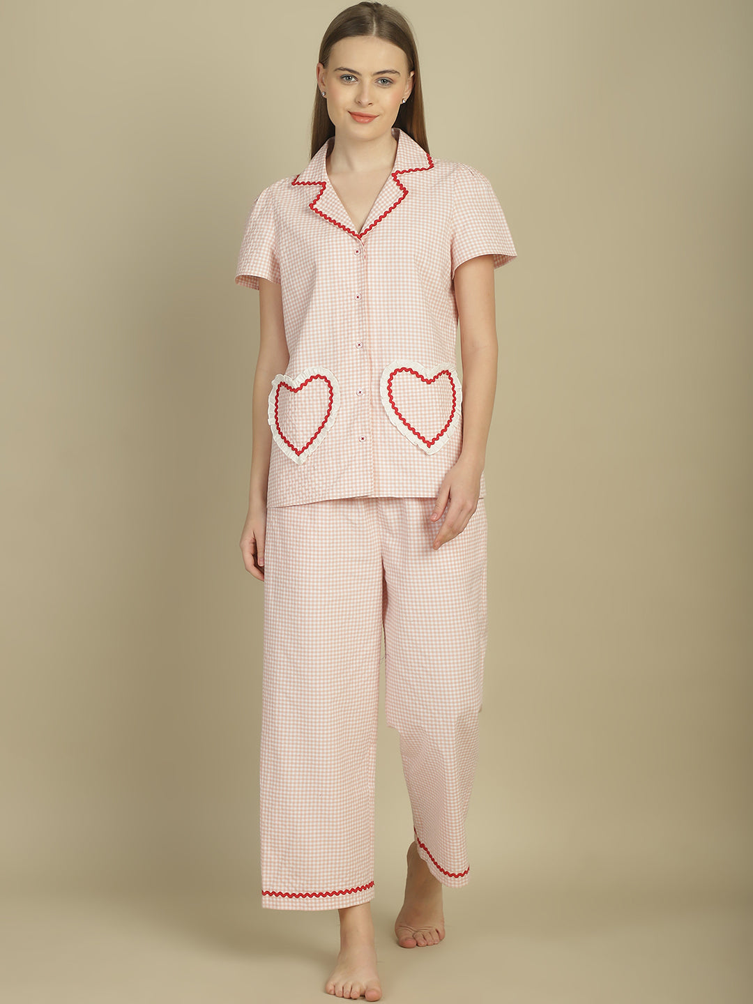 Blanc9 Heart Pink Check Nightwear