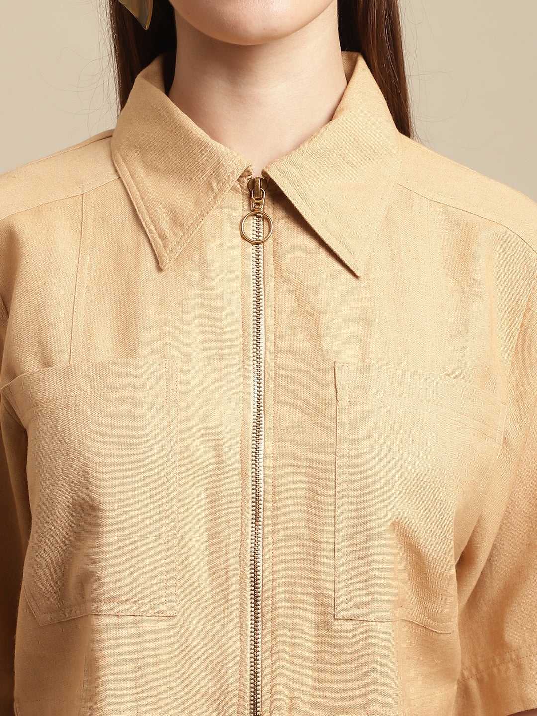 Blanc9 Mustard Crop Shirt With Long Trouser Co-Ord Set-B9ST101