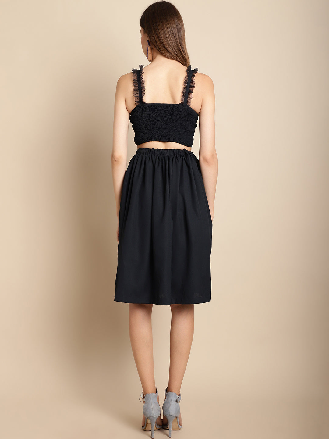 Blanc9 Navy Blue Cut-Out Flared Dress
