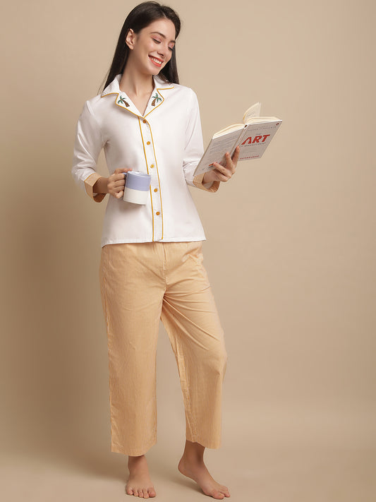 Blanc9 NightSuit With Stripe Printed Lower-B9NW88