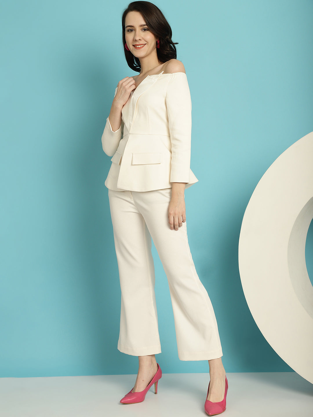 Blanc9Off-ShoulderBlazerTopWithTrouser