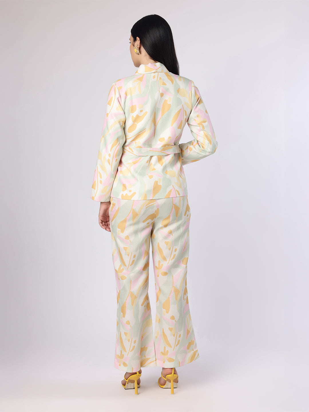 Blanc9 Pastel Abstract Printed Blazer-Trouser Set
