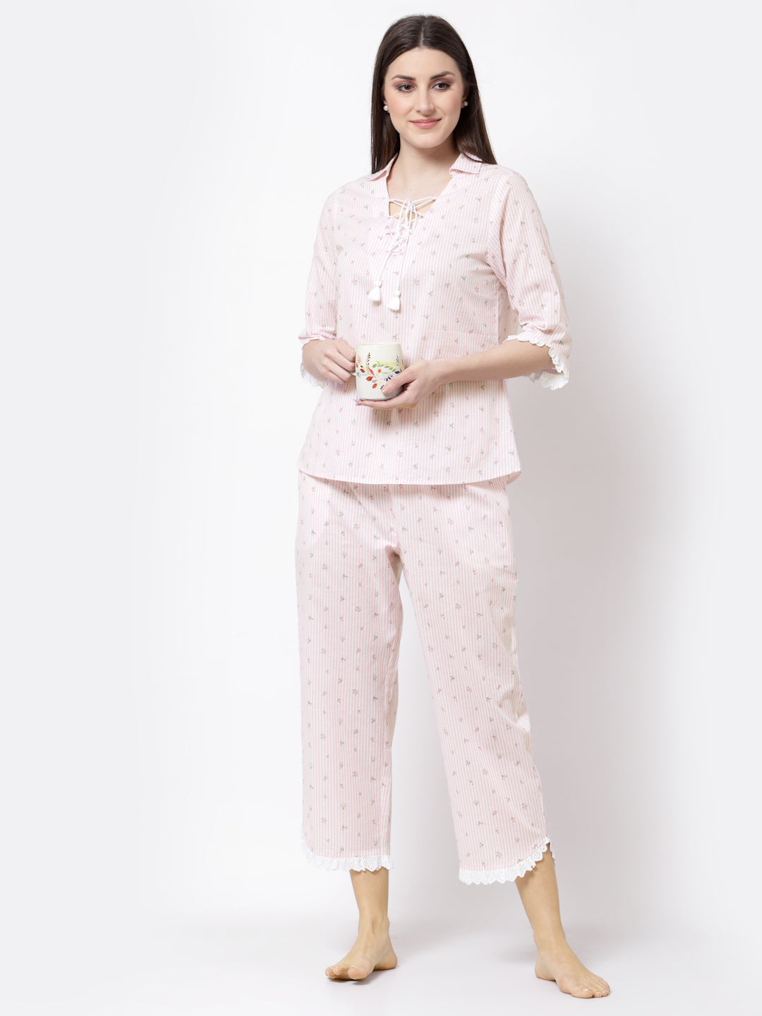 Buy Ice Cream Print Button Down Shirt & Pyjama Set in White - Rayon Online  India, Best Prices, COD - Clovia - LS0385A18
