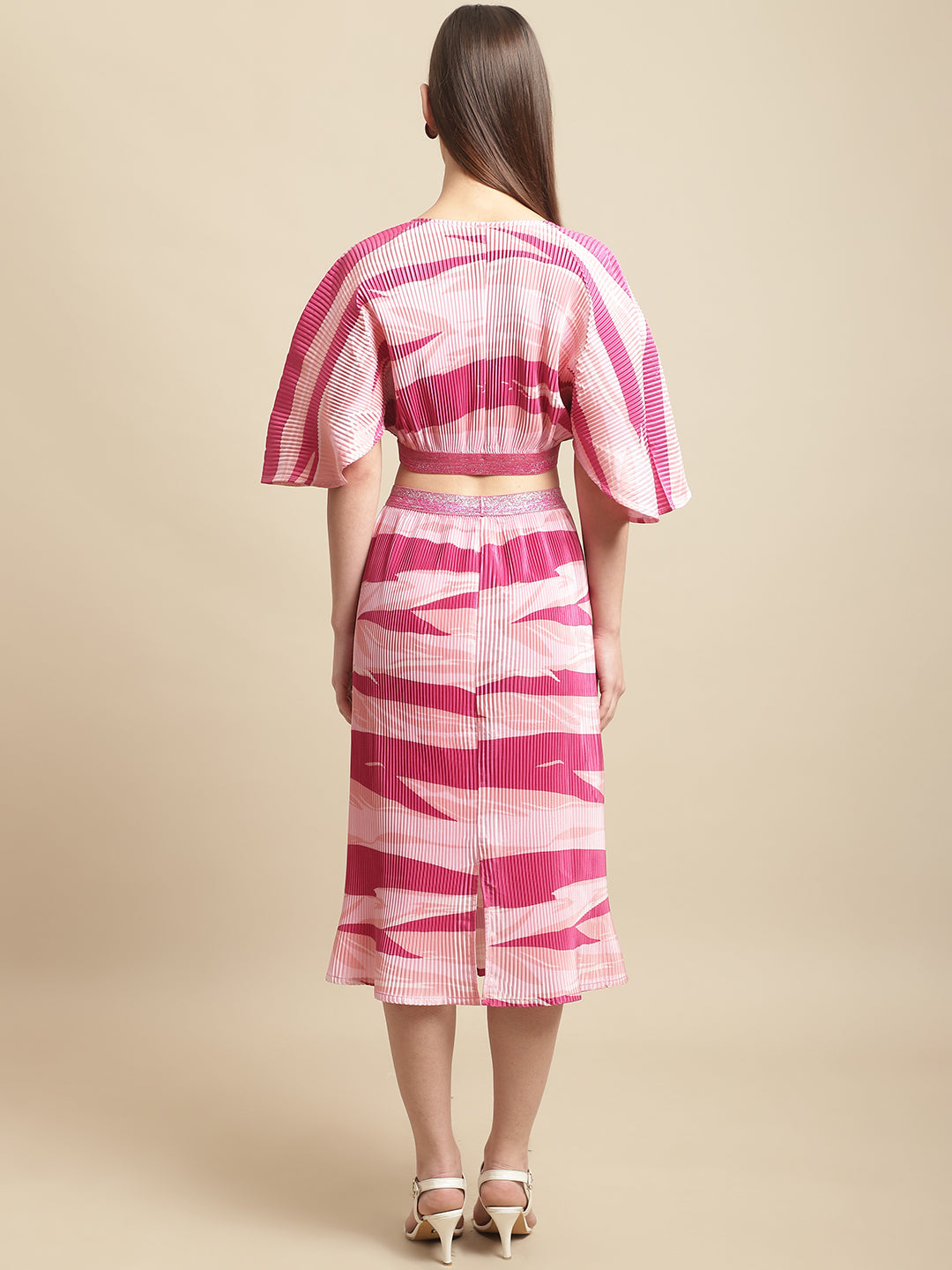 Blanc9 Pink Animal Printed Top With Skirt Co-Ord Set-B9ST99