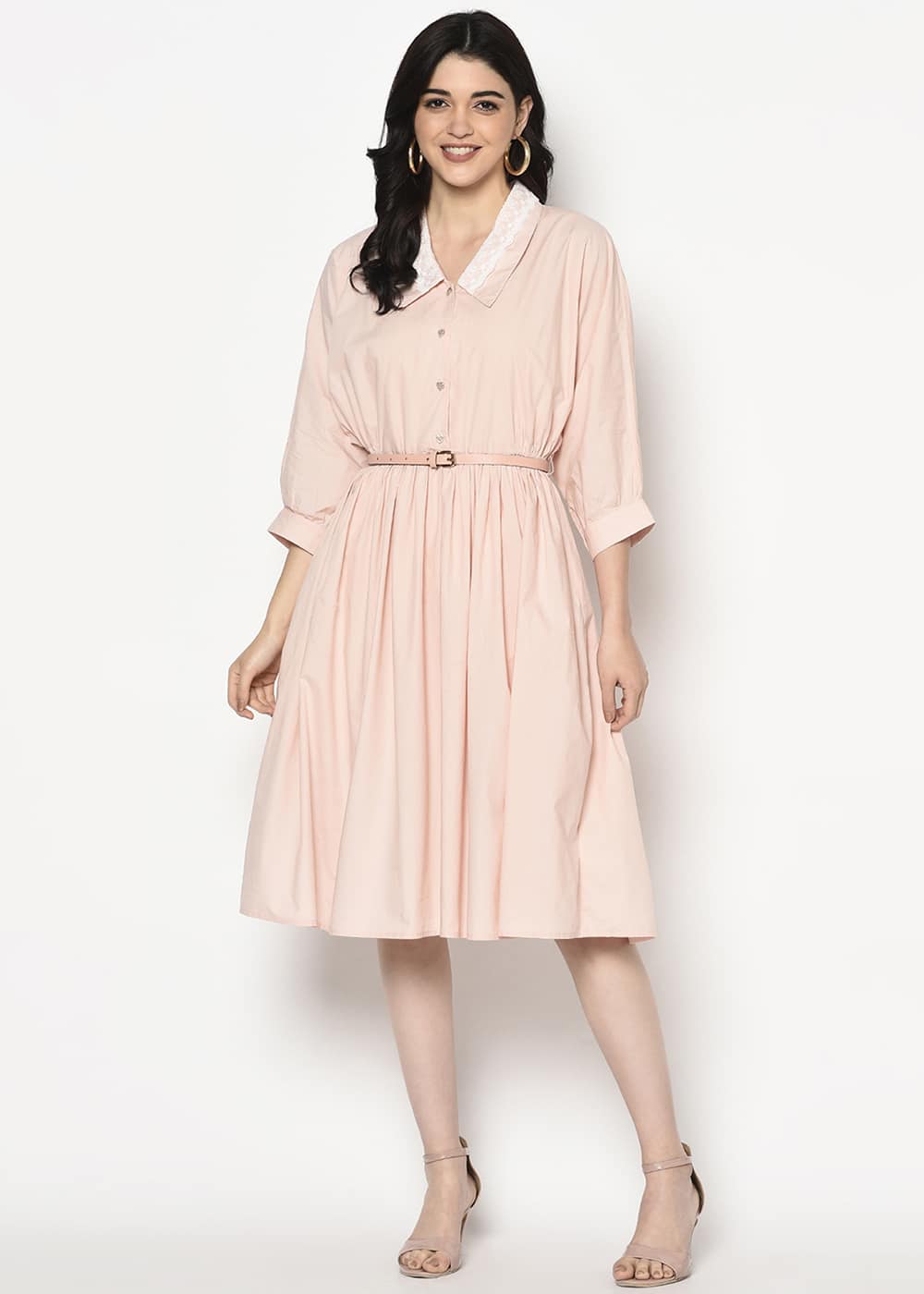Blanc9 Pink Collar Midi Dress