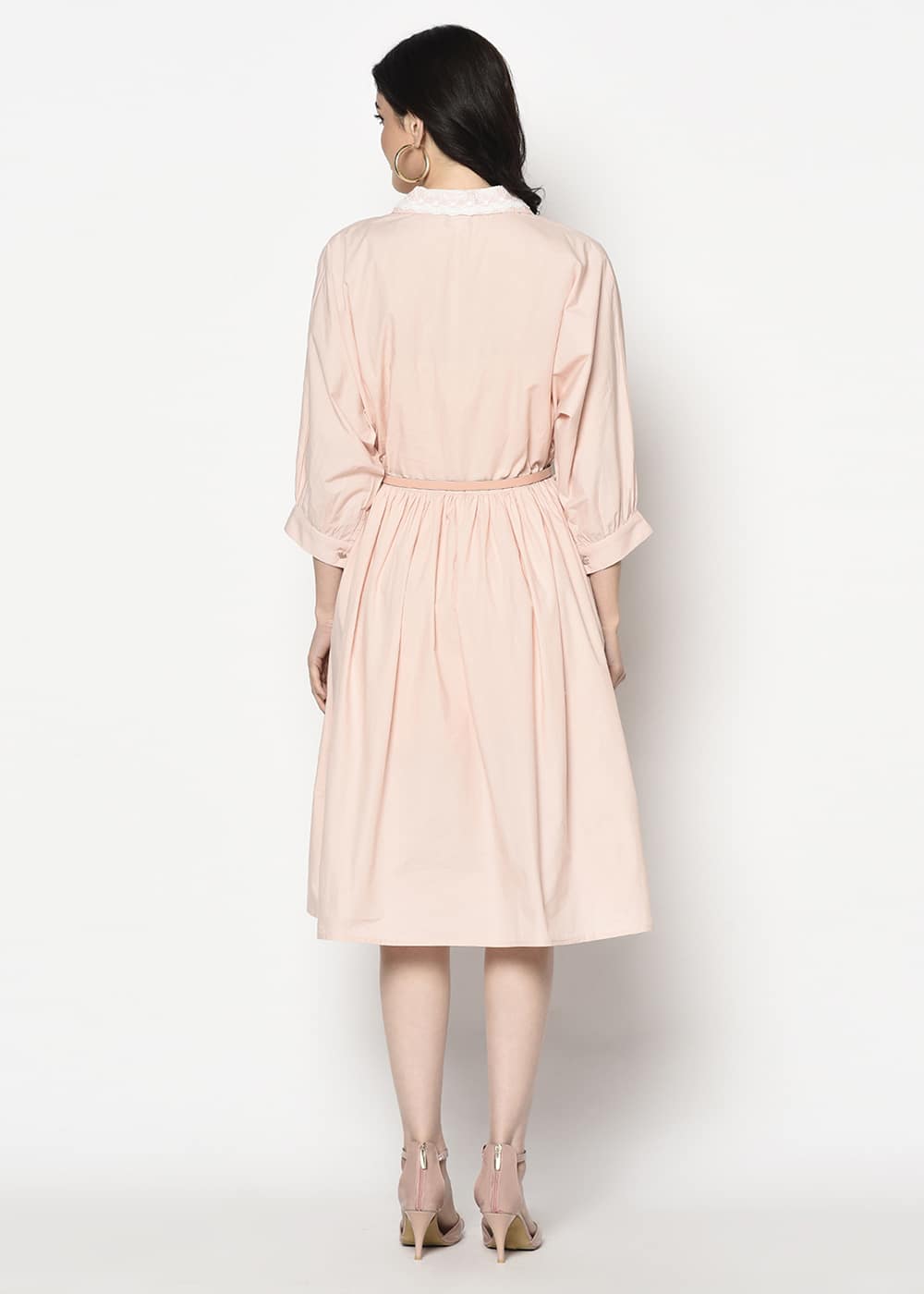 Blanc9 Laced-Collar Midi Dress