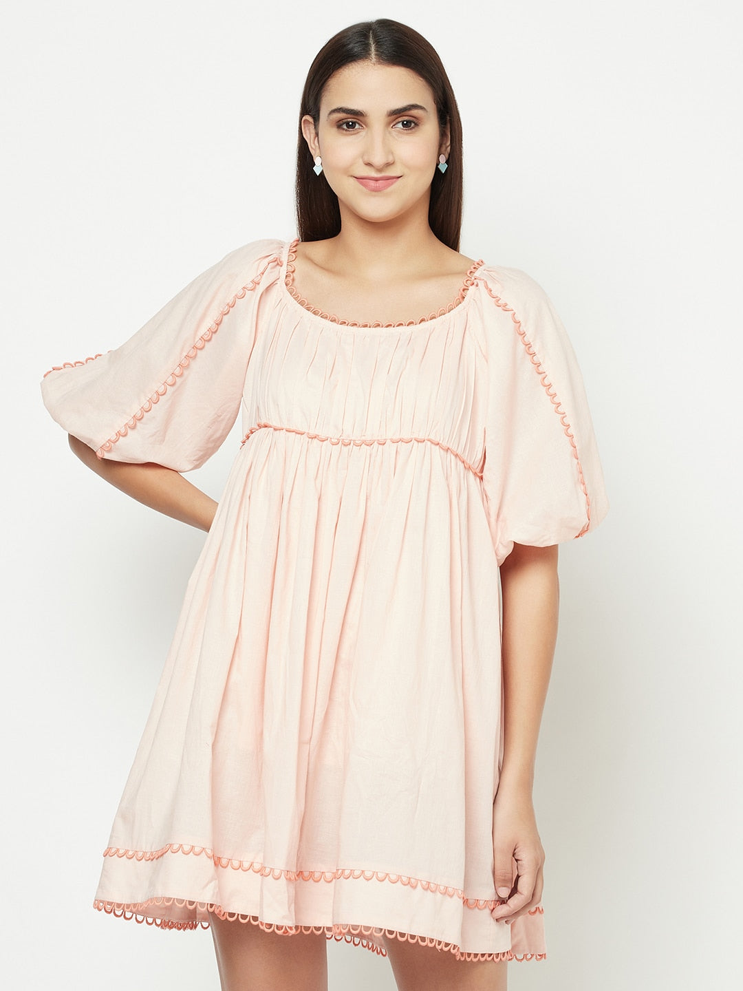 Blanc9 Pink Contrast U-Lace Dress