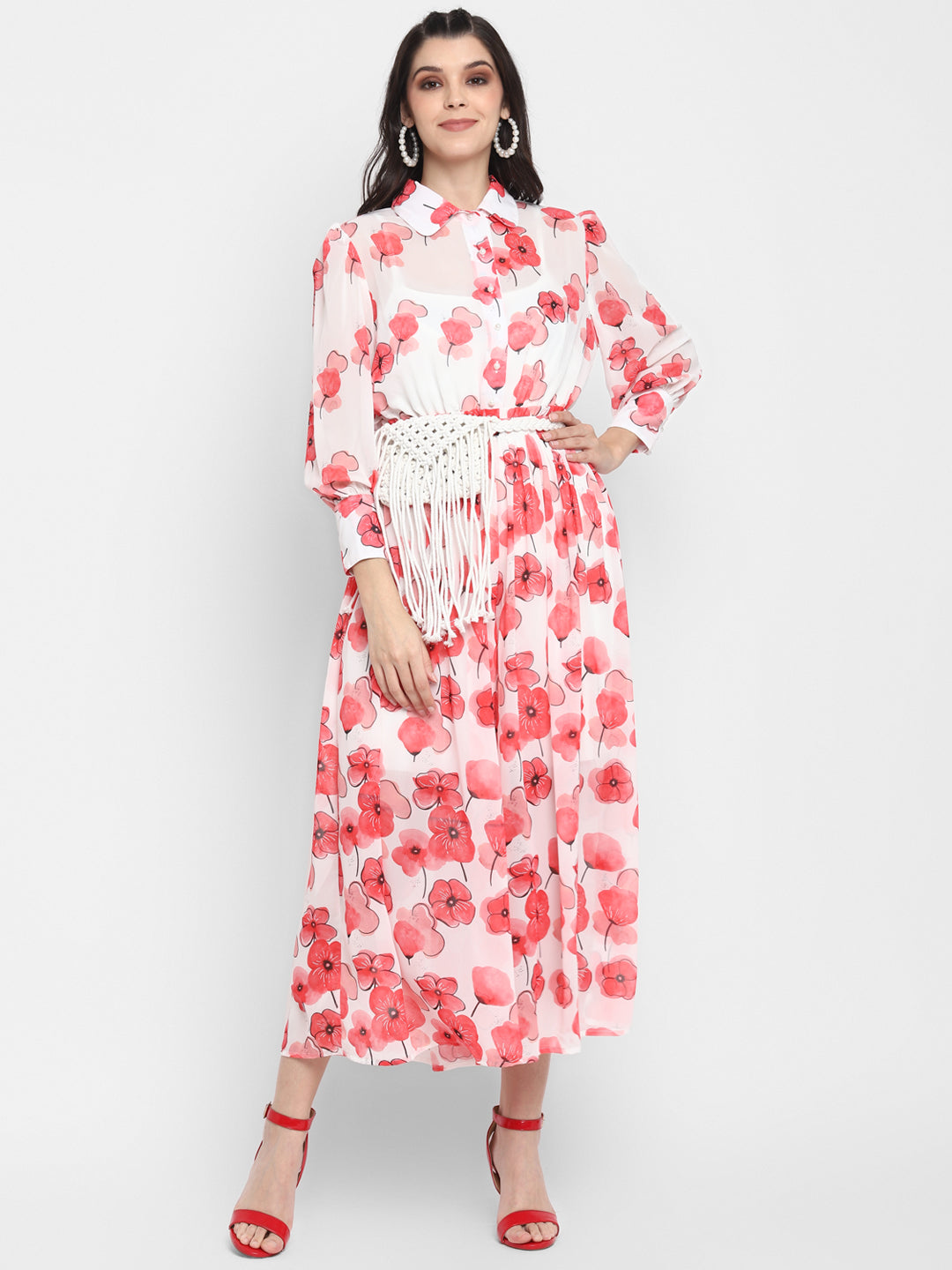 Blanc9 Pink Floral Maxi Dress-B9DR30
