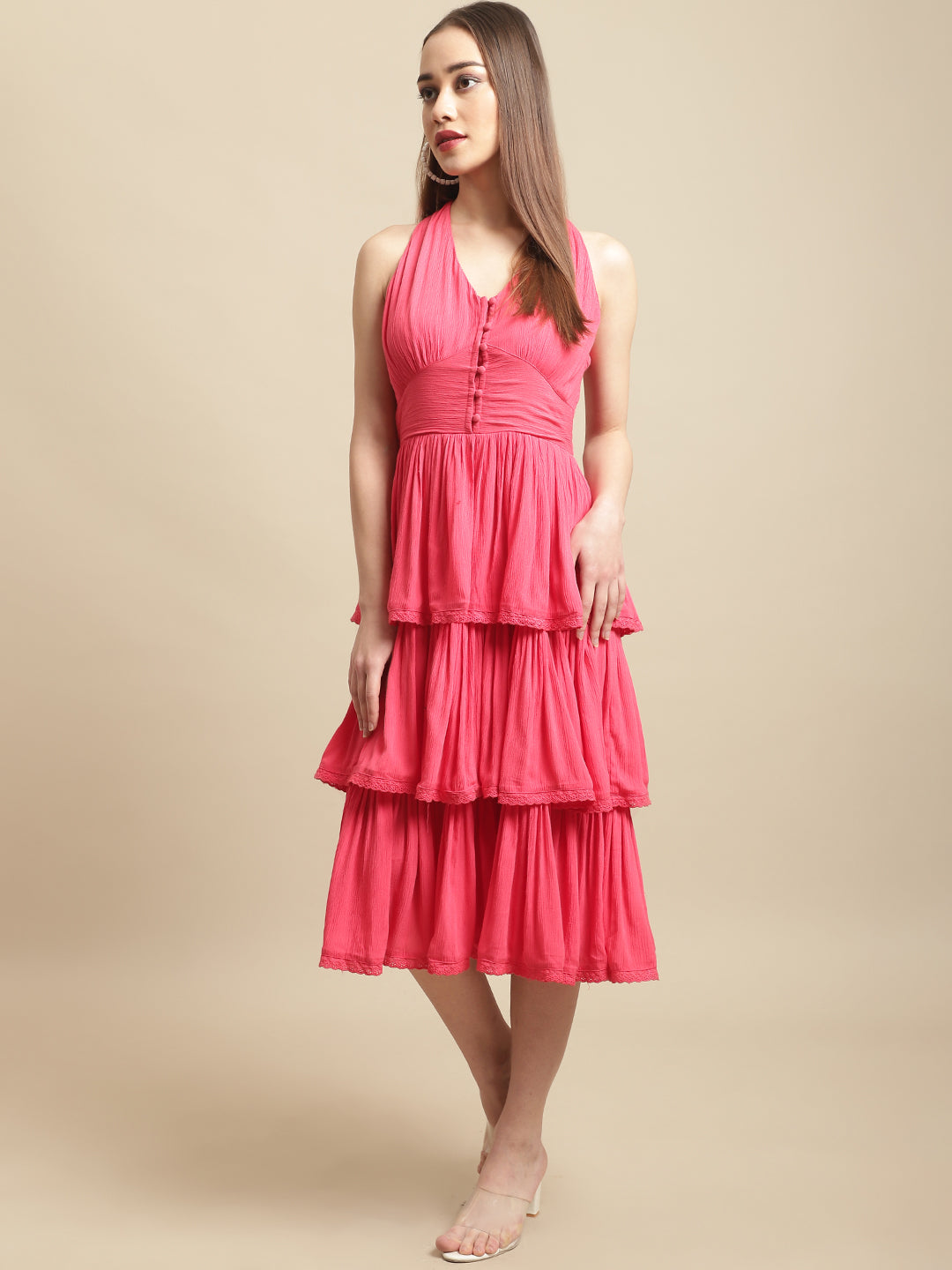 Blanc9 Pink Midi Dress-B9DR134 