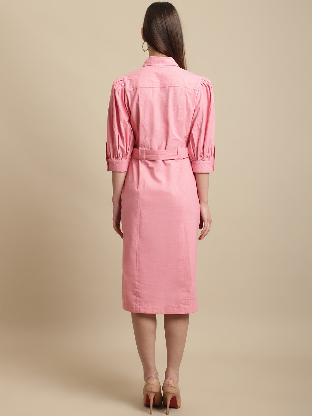 Blanc9 Pink Midi Shirt Dress