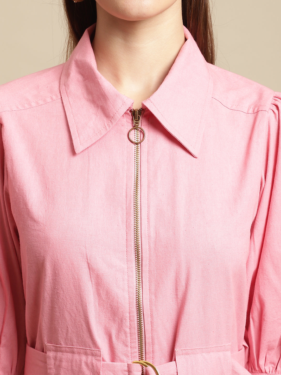 Blanc9 Pink Midi Shirt Dress