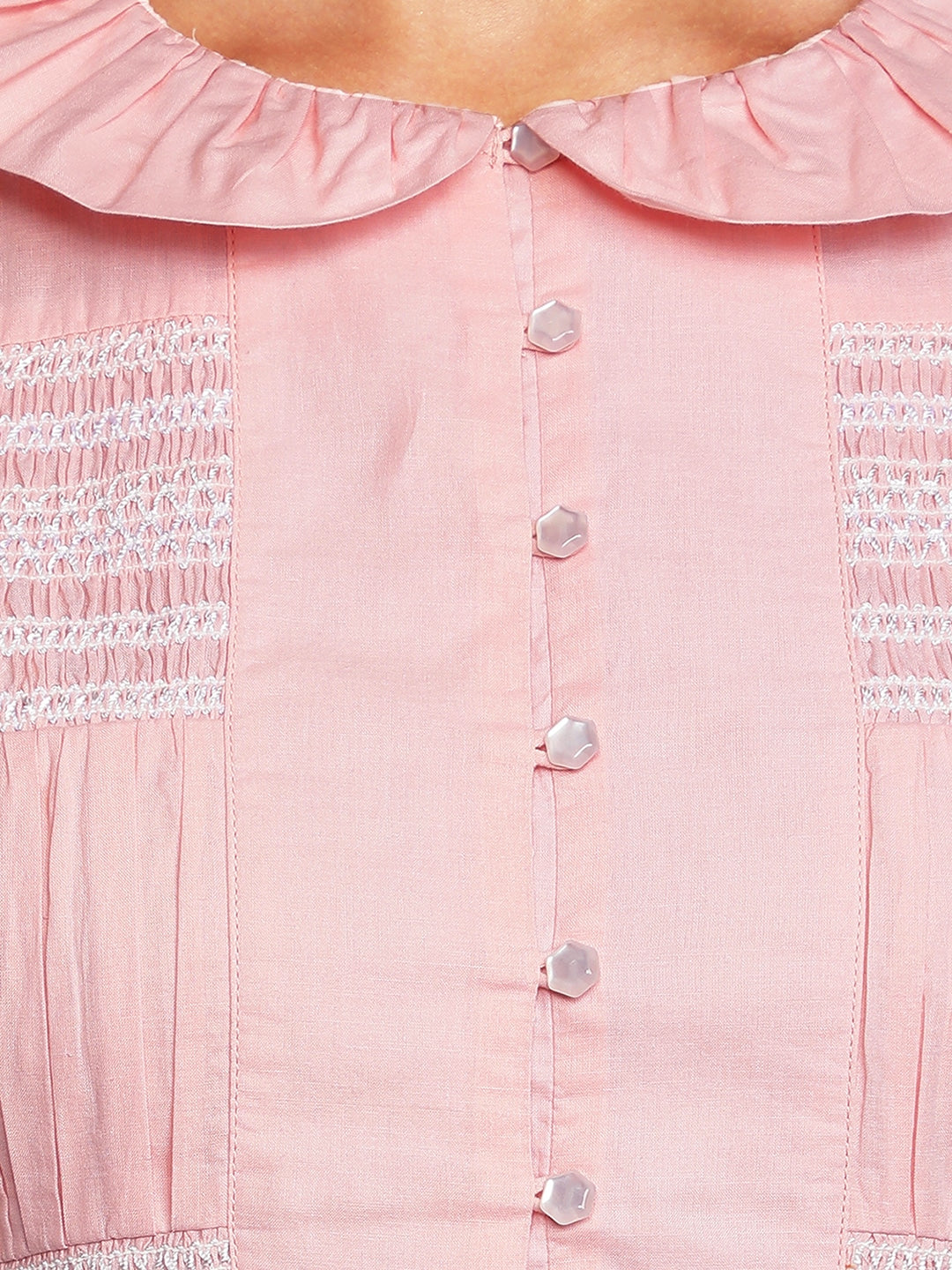 Blanc9 Pink Smocking Dress