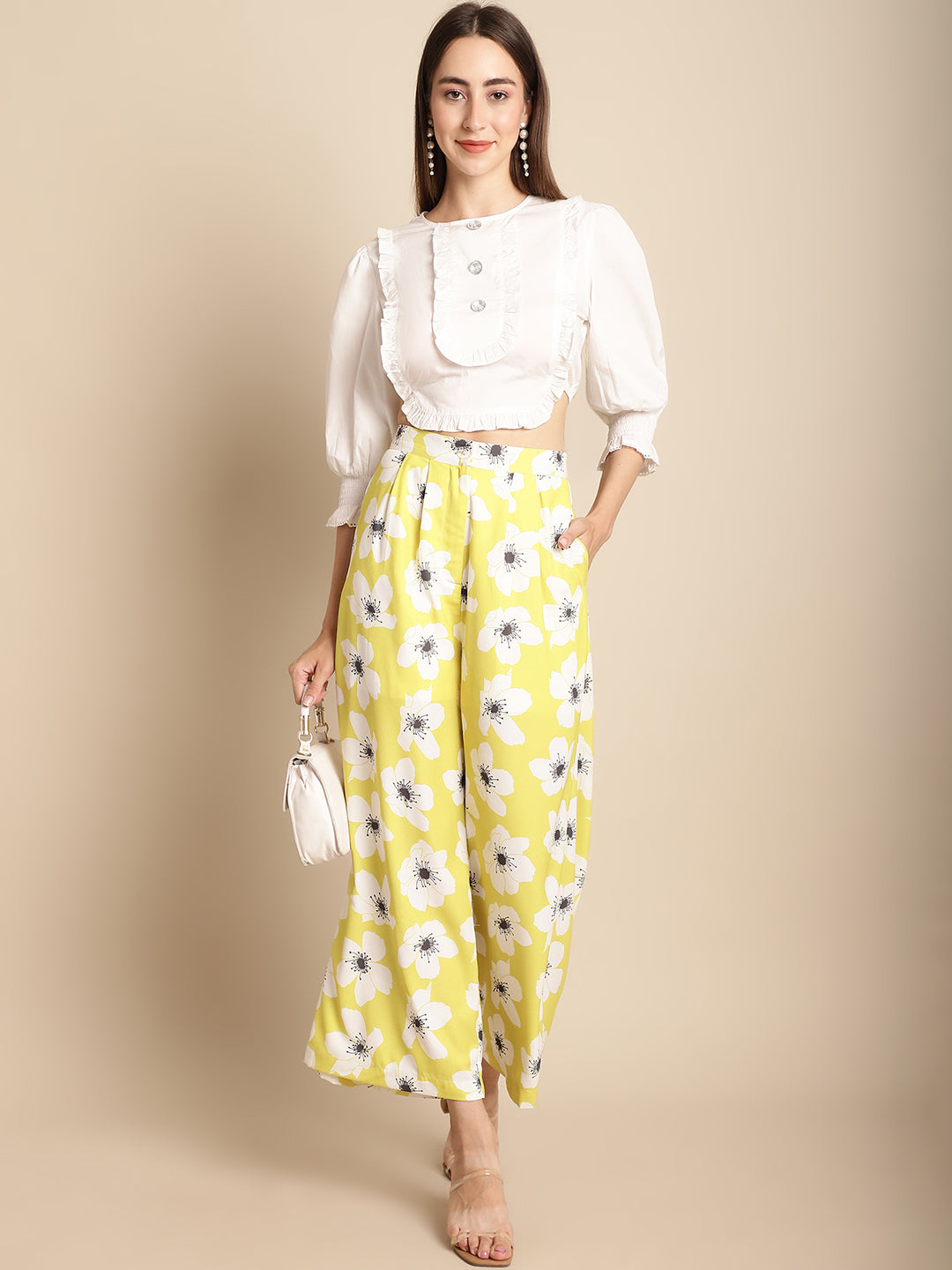 Blanc9 Printed Trouser With White Top Co-Ord Set-B9ST129