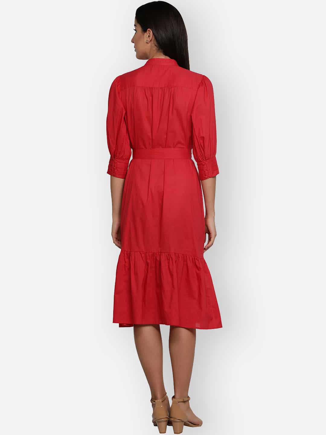 Blanc9 Red Pleated Dress-B9DR68R