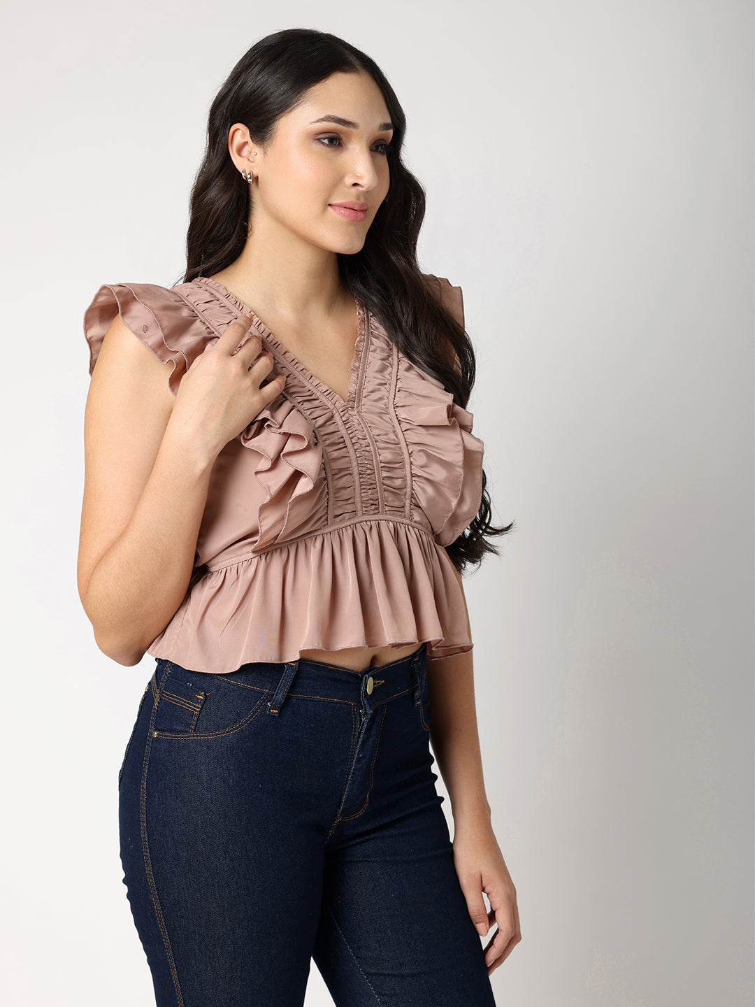 Blanc9 Rushed Frill Top