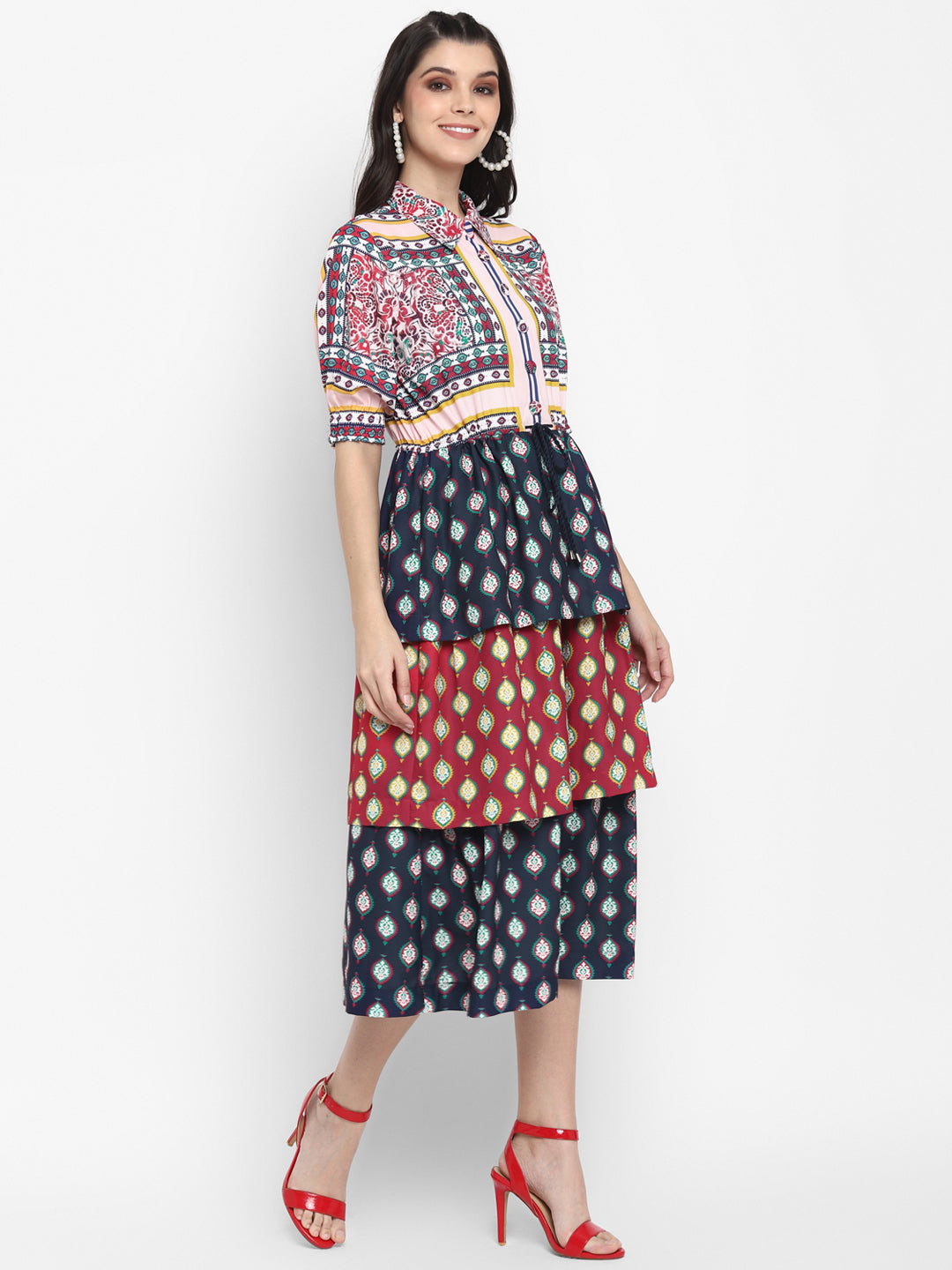 Blanc9 Scarf Printed Dress-B9DR33