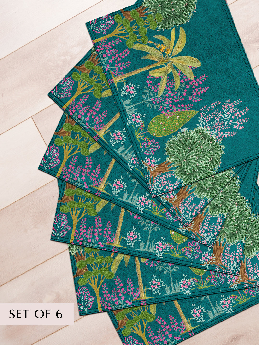 Udyan Cotton Table Runner with 6 Matching Placemats