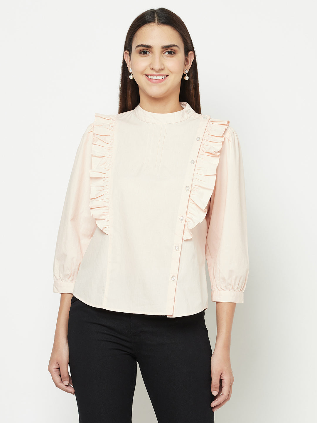 Blanc9 Side Placket With Frill Top-B9TP76P