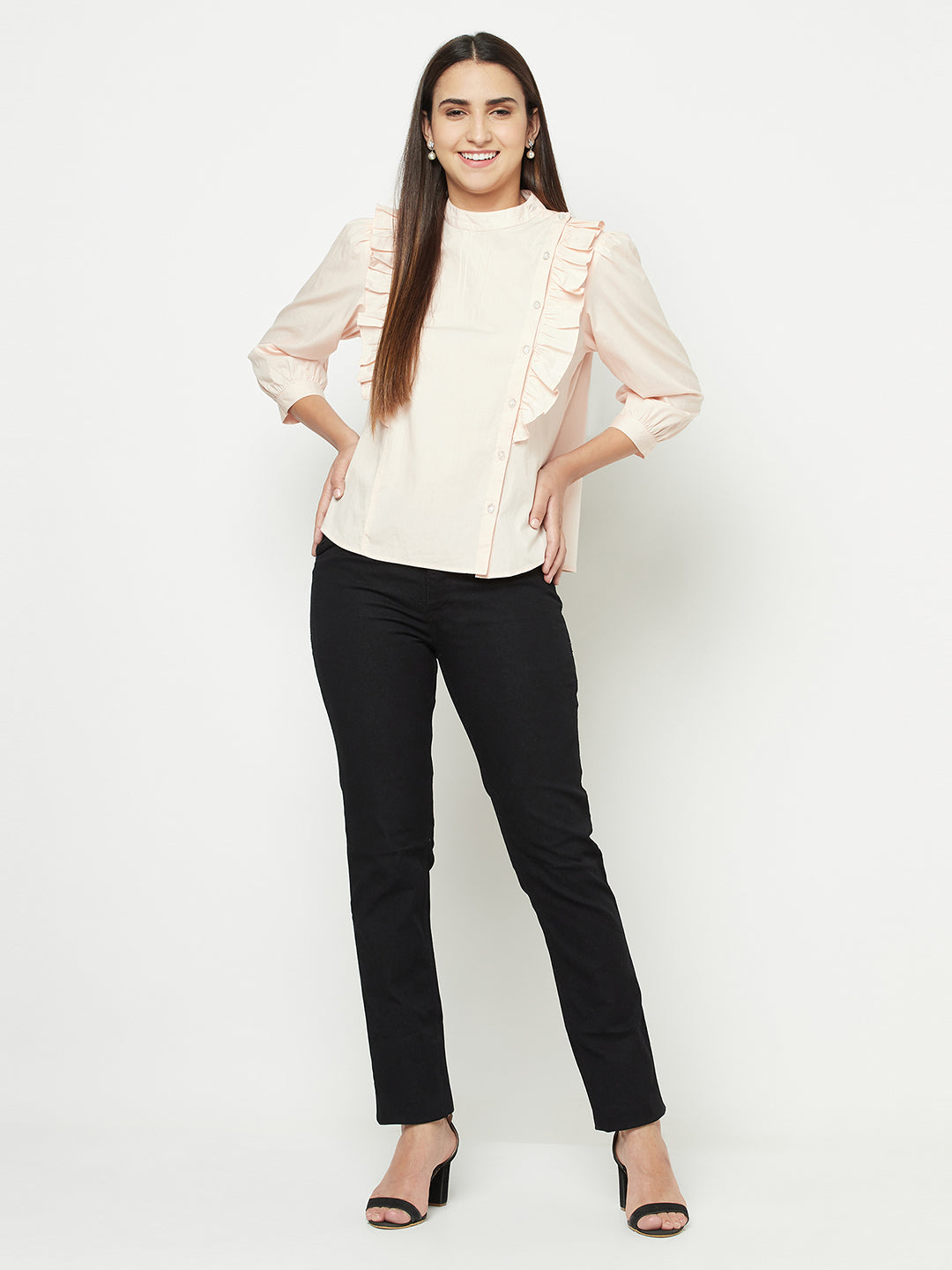 Blanc9 Side Placket With Frill Top-B9TP76P