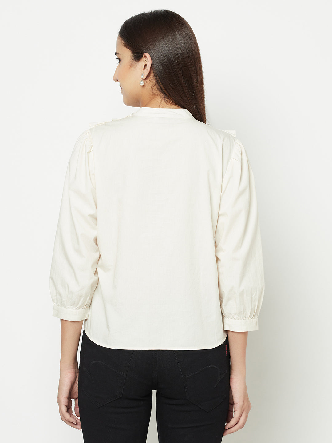 Blanc9 Side Placket With Frill Top-B9TP76W