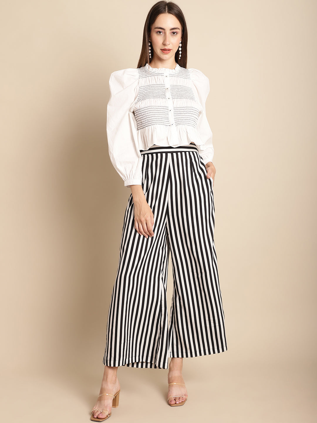 Blanc9 White And Black Pant With Top Co-Ord Set-B9ST127 (1)