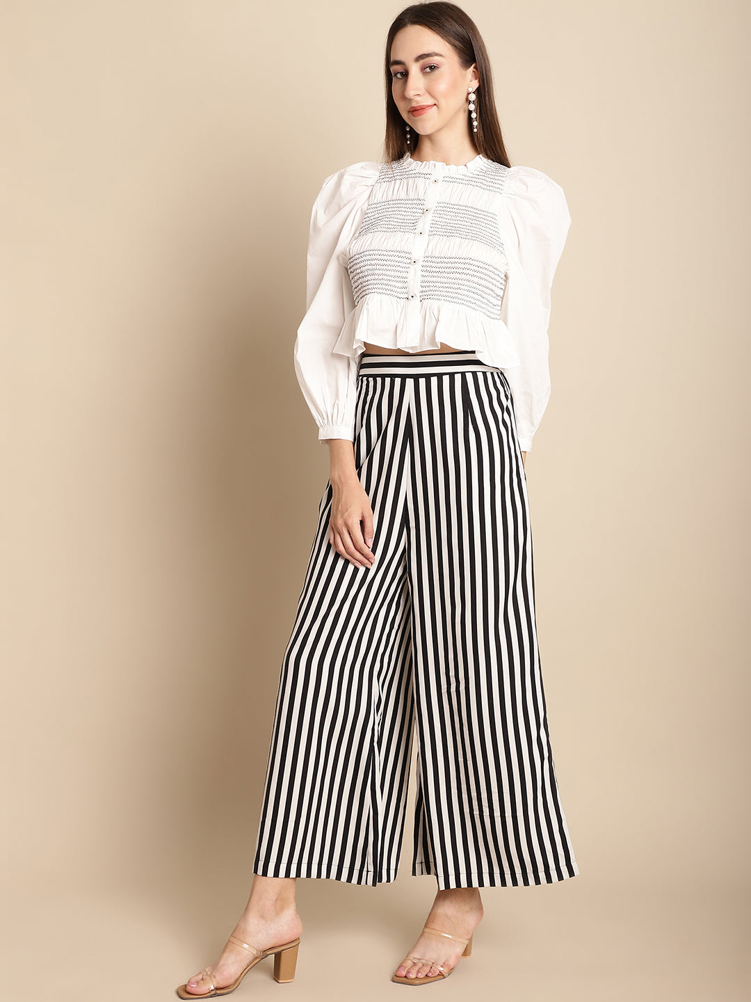 Blanc9 White And Black Pant With Top Co-Ord Set-B9ST127 (1)