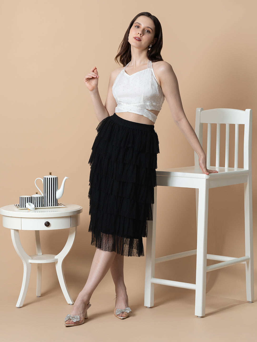 Blanc9WhiteTop_BlackFrillSkirtCo-OrdSet