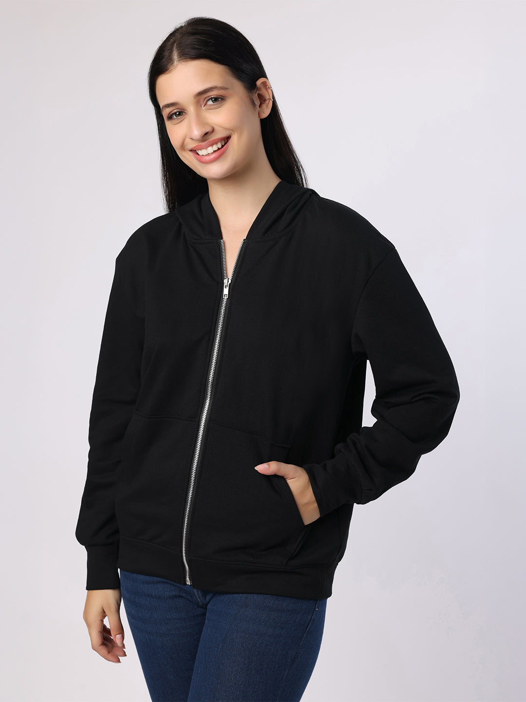 Blanc9 Women Black Sweatshirt With Hood
