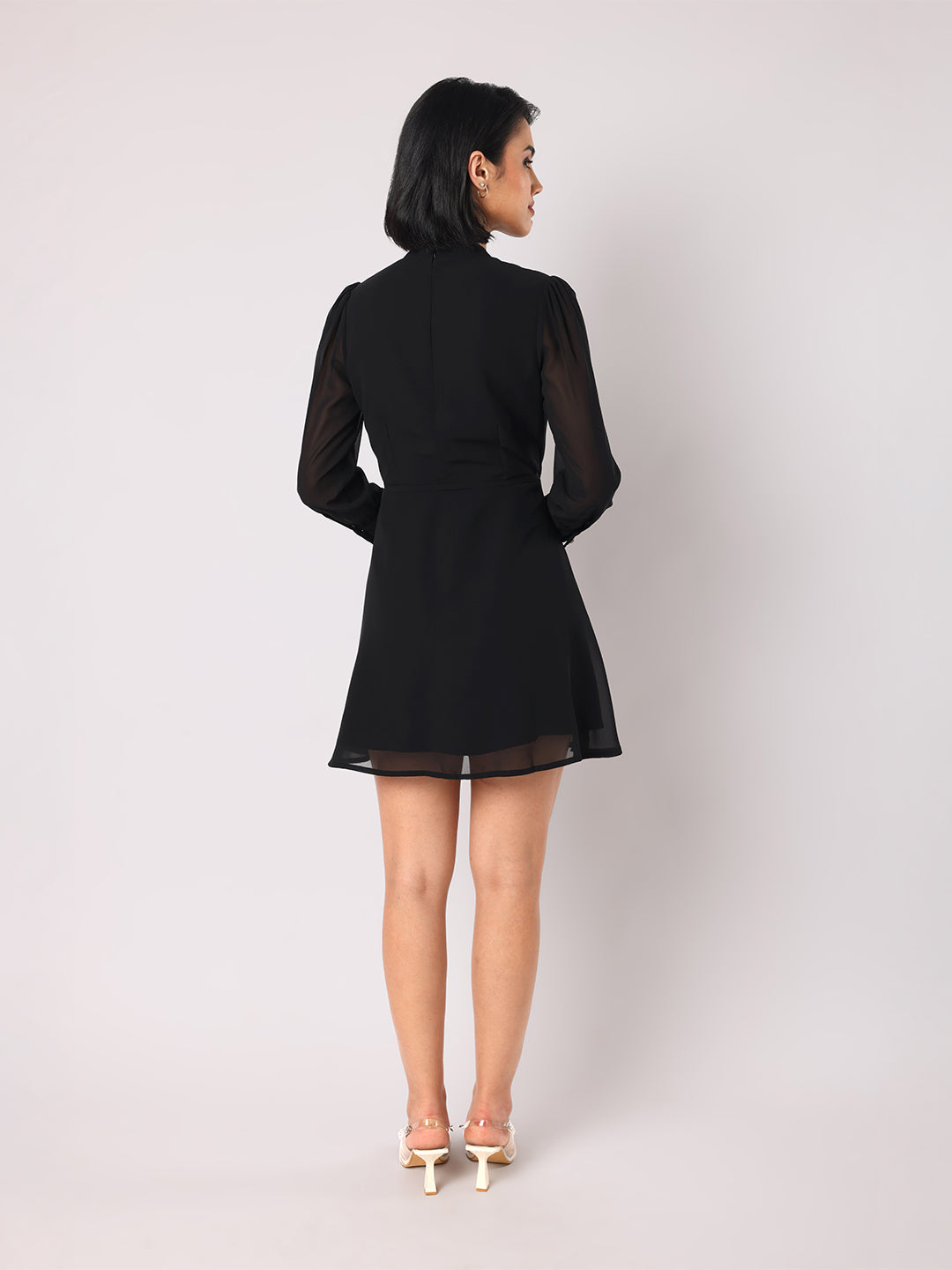 Blanc9  Women Black Wrap Dress With Key Hole Detail