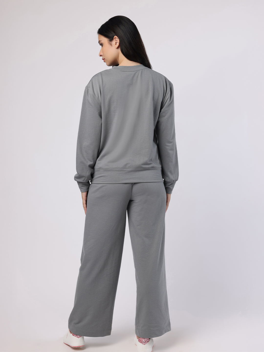 Blanc9 Women Grey Sweatshirt And Trousers