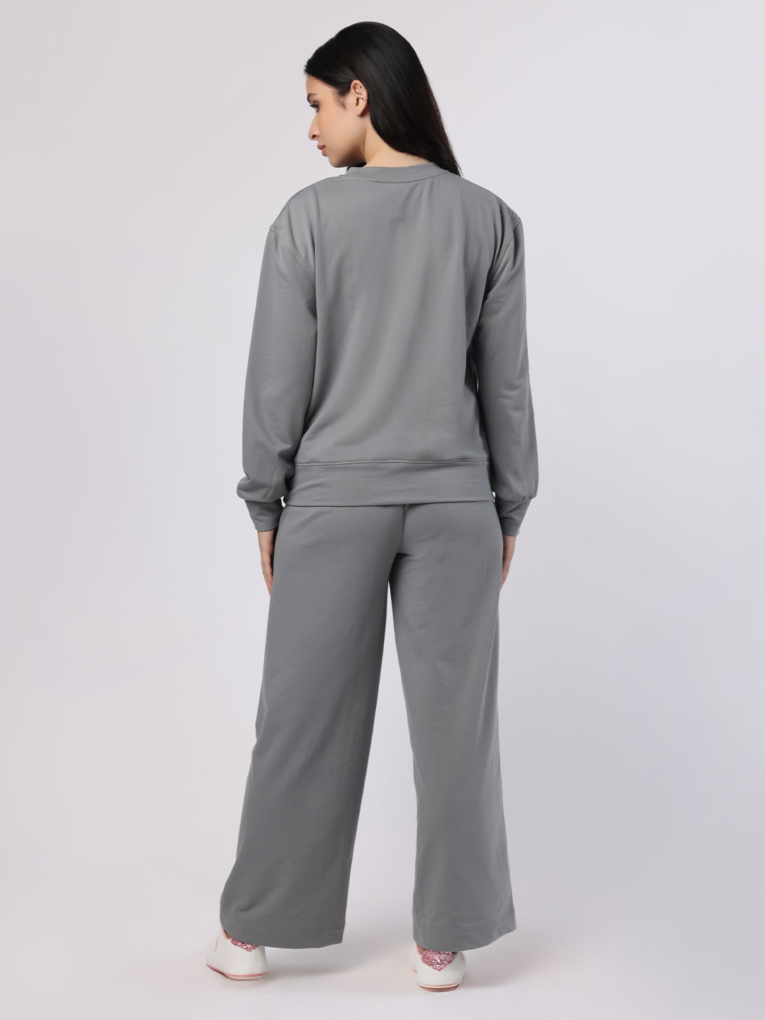 Blanc9 Women Grey Sweatshirt And Trousers