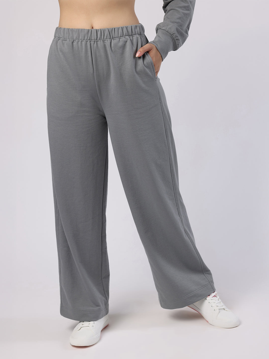 Blanc9 Women Grey Sweatshirt And Trousers